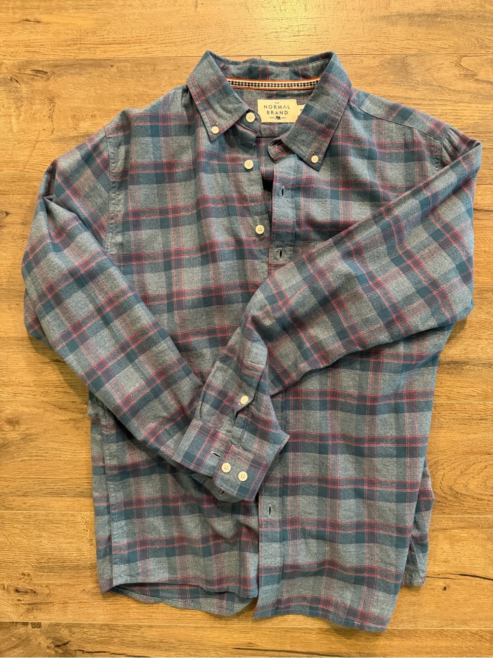 The Normal Brand Blue and Red Plaid Button-Down Shirt